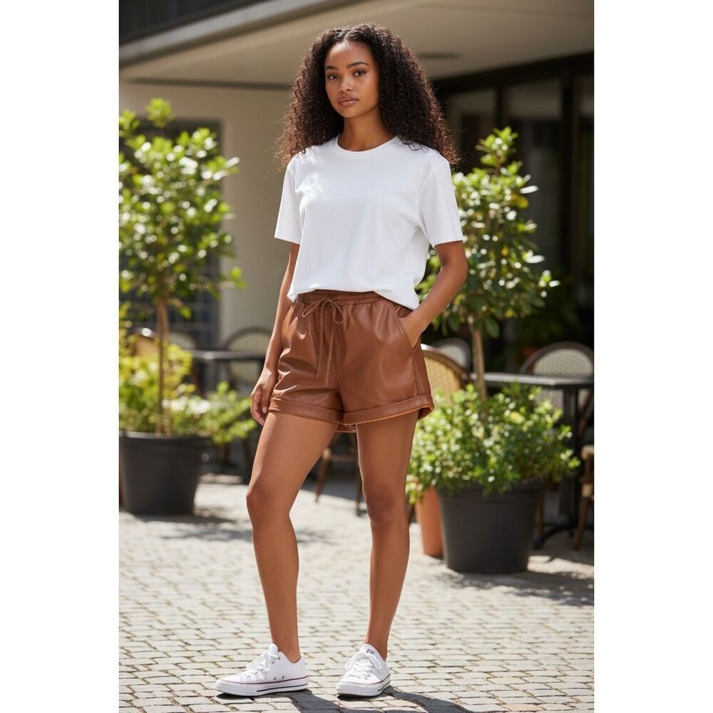 ZEYNEP ARCAY Leather Jogger Shorts NWT Size 10